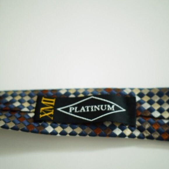 XMI Platinum Brown Gradient Geometric Woven Striped Wide Silk Tie Italy USA - Picture 5 of 7